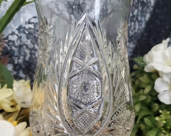Westmoreland EAPG #228 ATLANTA Celery Vase: Early 1900s Pressed Glass. Tall Clear Celery Holder.