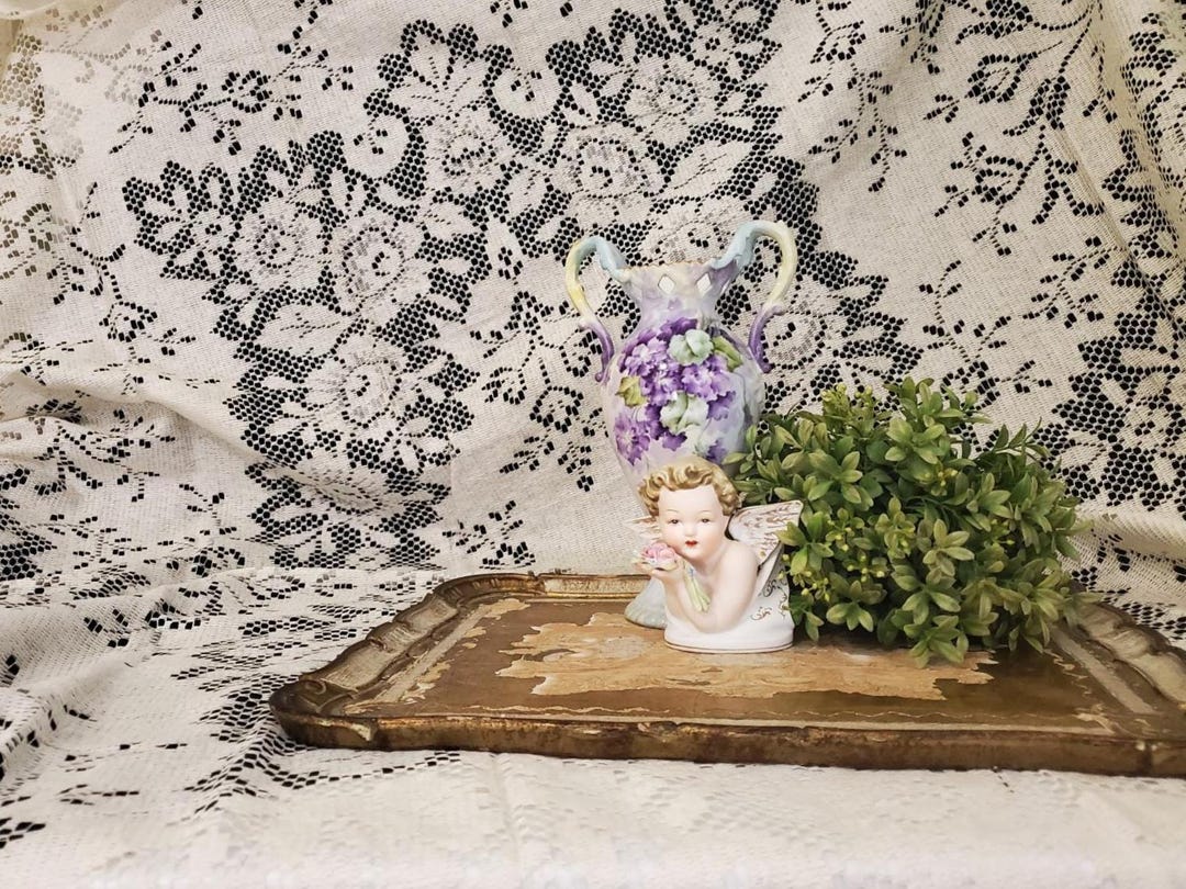 Parma Pattern Vintage NOS Ivory Nottingham Lace Tablecloth: Scranton Lace Company USA ...