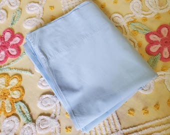 Vintage Springmaid "Springcale" Full Sheet: 100% Cotton Powder Blue Combed Percale. Bedding/Quilting/Sewing.