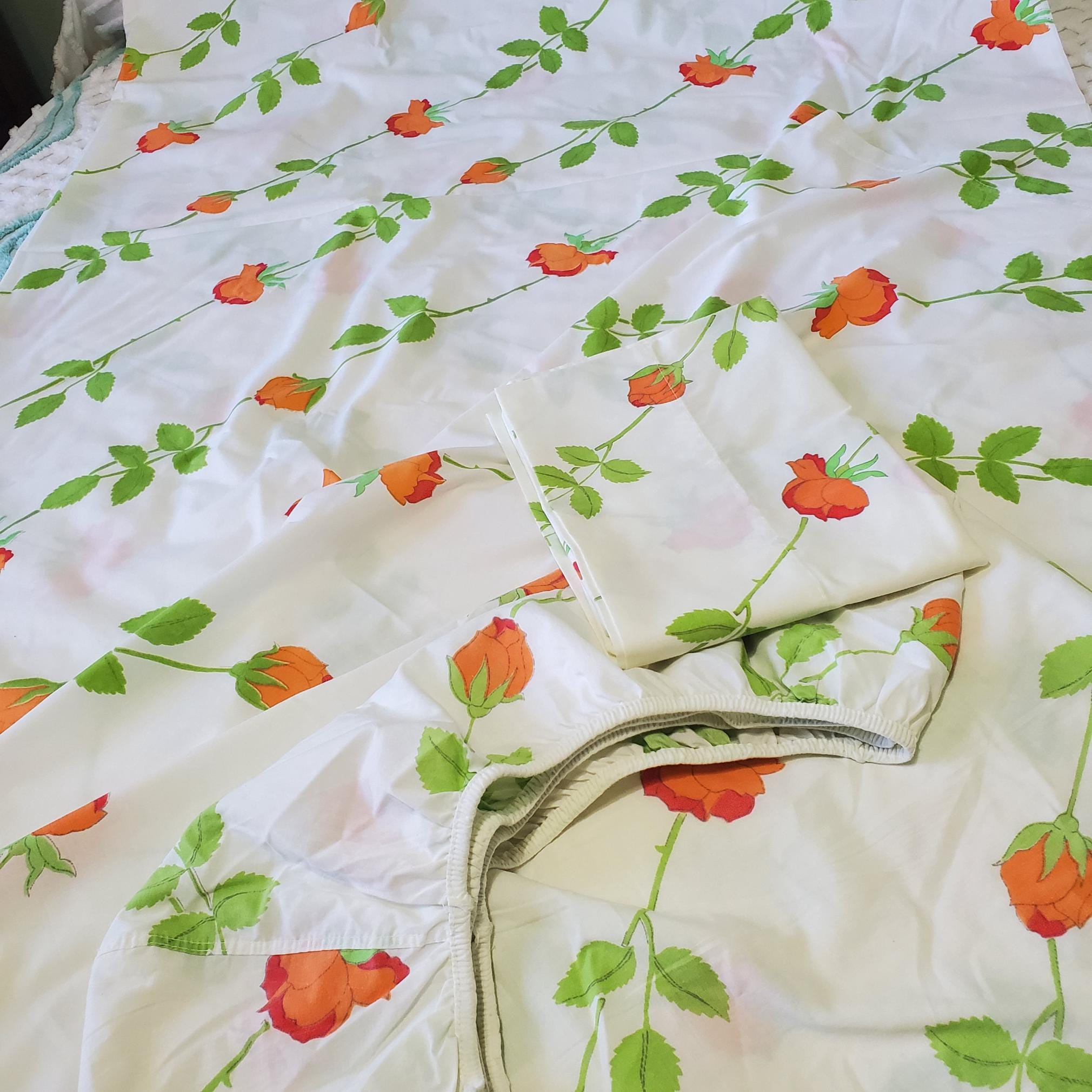 Vintage Christian Dior Rose Twin Sheet Sets - Wamsutta Fortrel