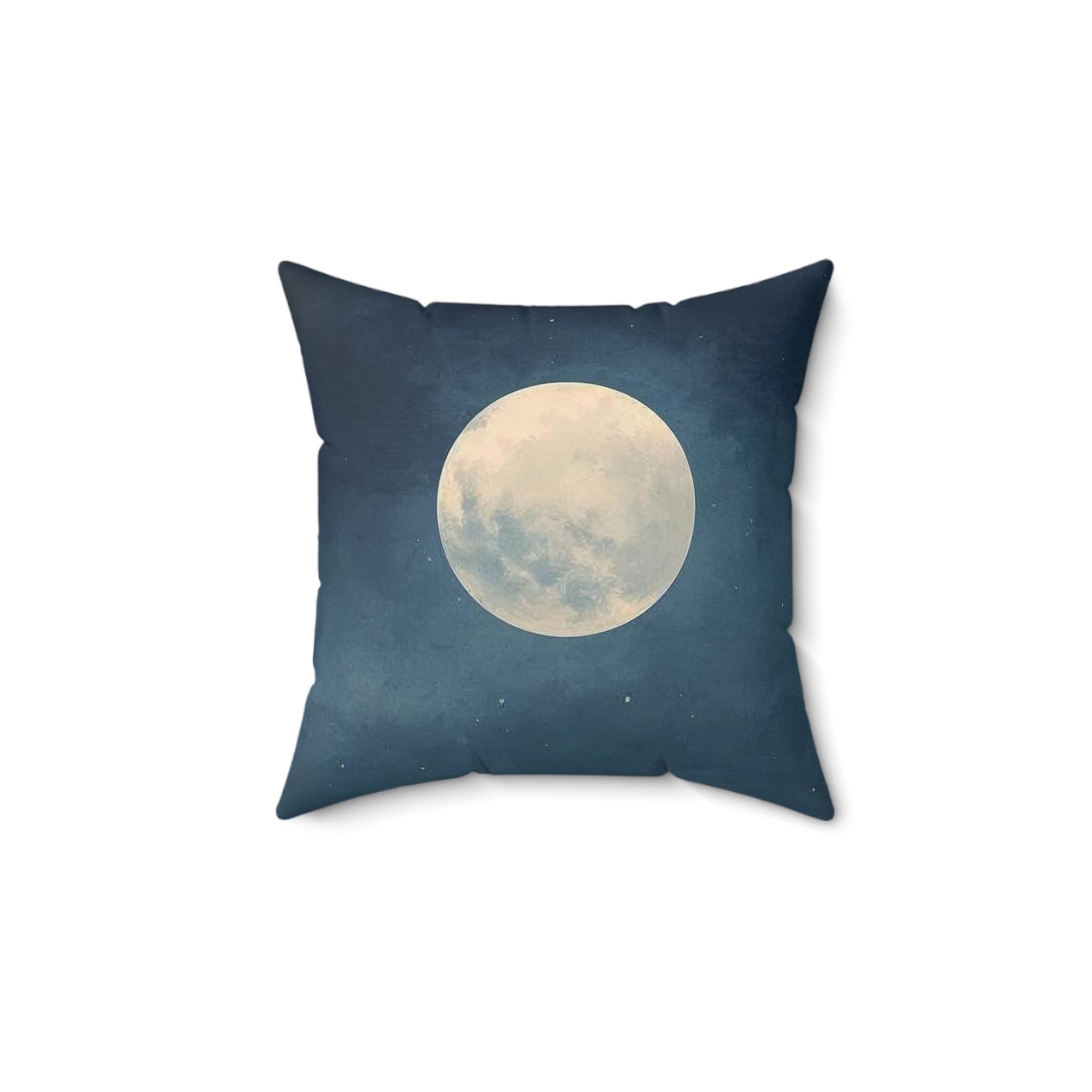 Full Moon Pillow: Elegant Navy Watercolor Home Decor New