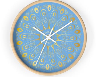 Orologio da parete vintage con mandala dorato: decorazione ornamentale per la casa