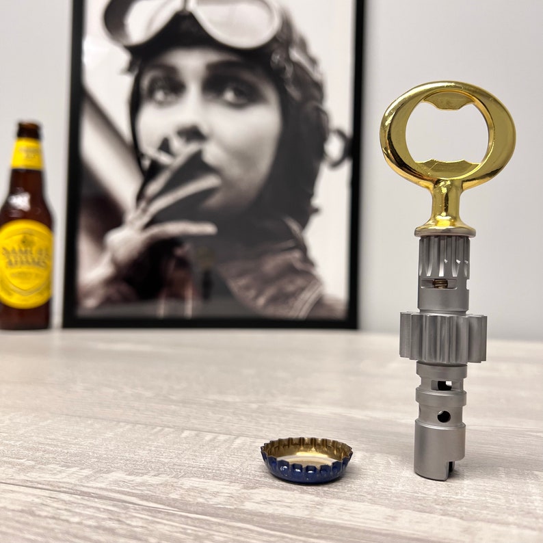 Cessna 402 Series Airplane Gear Drive Bottle Opener Your Choice of Gold, Chrome, Black Chrome, Copper or Brass Pilot Gift Bar Decor image 5