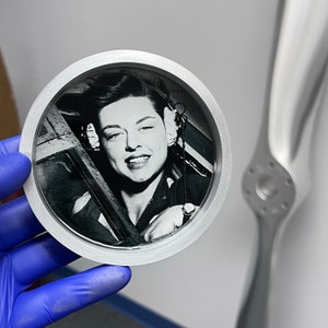 Elizabeth Remba Gardner WWII WASP Women's Airforce Service Pilots Whisky Bourbon Beer Wine Vodka Brushed Aluminum Metal Drinking Coaster image 1