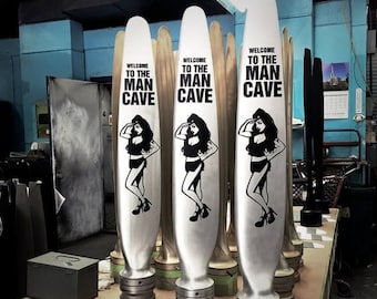 Welcome to the MAN CAVE Custom Army Pinup Girl Authentic Airplane Propeller Blade Sculpture - Awesome Wedding Birthday Christmas Pilot Gift