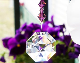 Purple Car Charm, Crystal Rear View Mirror Charm, Crystal Car Accessories