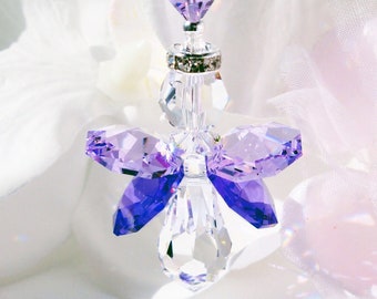 Purple Angel Car Charm, Crystal Guardian Angel Rear View Mirror Charm, Angel Memorial Gift