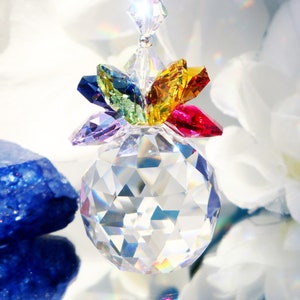Crystal Ball Suncatcher, Chakra Rainbow Crystal Sun Catcher, Swarovski Crystals