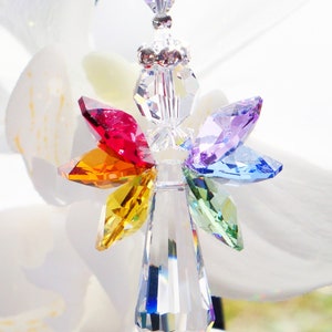 Swarovski Crystal Suncatcher, Chakra Rainbow Angel Suncatcher, Angel Memorial Gift, Mothers Day Gift image 2