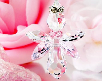 Pink Angel Car Charm, Swarovski Crystal Guardian Angel Car Accessories, Rear View Mirror Charm, Mothers Day Gift