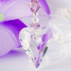 Crystal Heart Car Mirror Charm created with Swarovski Crystals. Purple Crystal Rear View Mirror Charm. Car Bling.