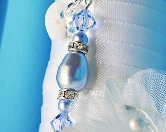 Something Blue Wedding Bouquet Charm for Bride | Swarovski Crystals and Pearls