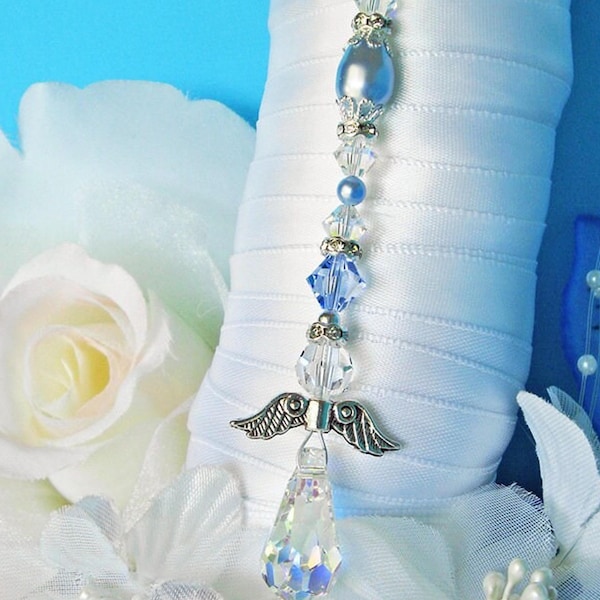 Swarovski Crystal Angel Bouquet Charm, Something Blue for Bride Gift