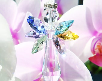 Swarovski Crystal Suncatcher, Rainbow Crystal Angel Suncatcher, Angel Memorial Gift, Nursery Decor, Mothers Day Gift