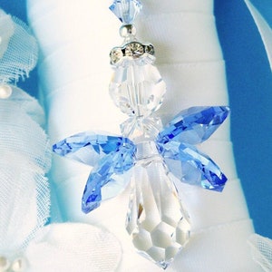 Something Blue Bouquet Charm, Swarovski Crystal Angel Wedding Bouquet Charm, Something Blue for Bride, Something Blue Gift