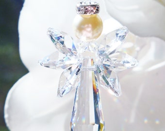 Swarovski Crystal Angel Rearview Mirror Charm and Spiritual Sympathy Gift
