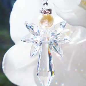 Crystal Angel Rearview Mirror Charm, Guardian Angel Car Charm, Angel Memorial Gift, Car Accessories, Angel for Sympathy Gift