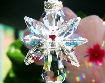 Angel Rear View Mirror Charm, Swarovski Crystal Angel Suncatcher for Car, Sympathy Gift