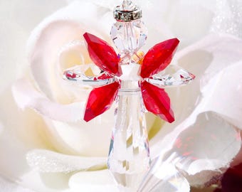 Red Crystal Guardian Angel Charm for Car Mirror