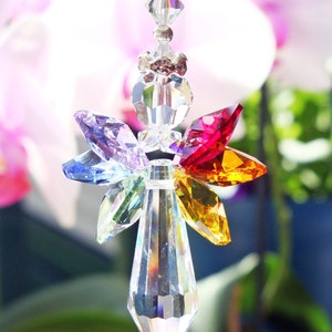 Swarovski Crystal Suncatcher, Chakra Rainbow Angel Suncatcher, Angel Memorial Gift, Mothers Day Gift image 4