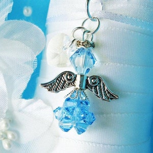 Something Blue, Swarovski Crystal Aqua Blue Angel Bouquet Charm, Wedding Bouquet Charm, Something Blue Gift