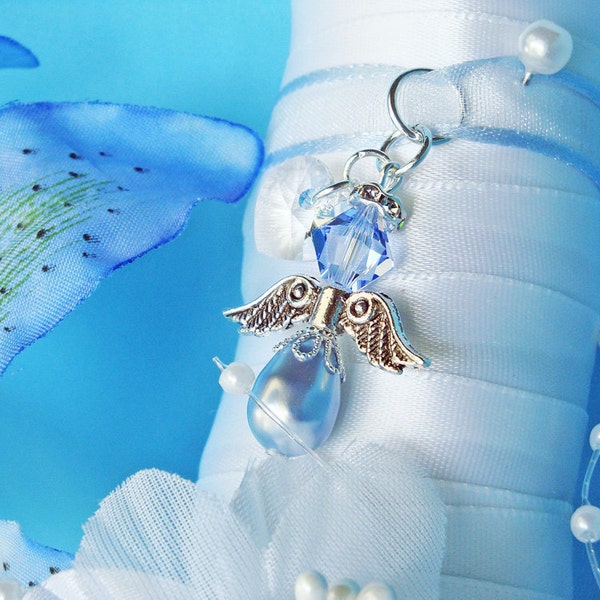 Something Blue Bouquet Charm, Swarovski Crystal Wedding Bouquet Charm, Something Blue for Bride