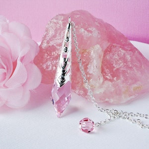 Pink Crystal Pendulum, Single Point Crystal Magic Wand, Dowsing Pendulum, Divining Pendulum image 2