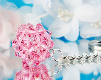 Crystal Keychain, Pink Crystal Ball Key Chain, Keychains for Women