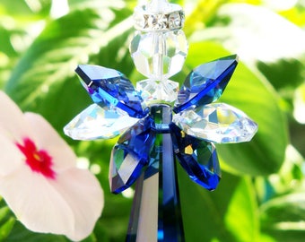Angel Rear View Mirror Charm, Blue Swarovski Crystal Suncatcher for Car, Rearview Mirror, Car Accessories