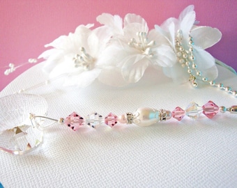 Crystal Ceiling Fan Pull Chain, Pink Crystal Light Pulls, Baby Shower Gift, Little Girls Room, Nursery Decor