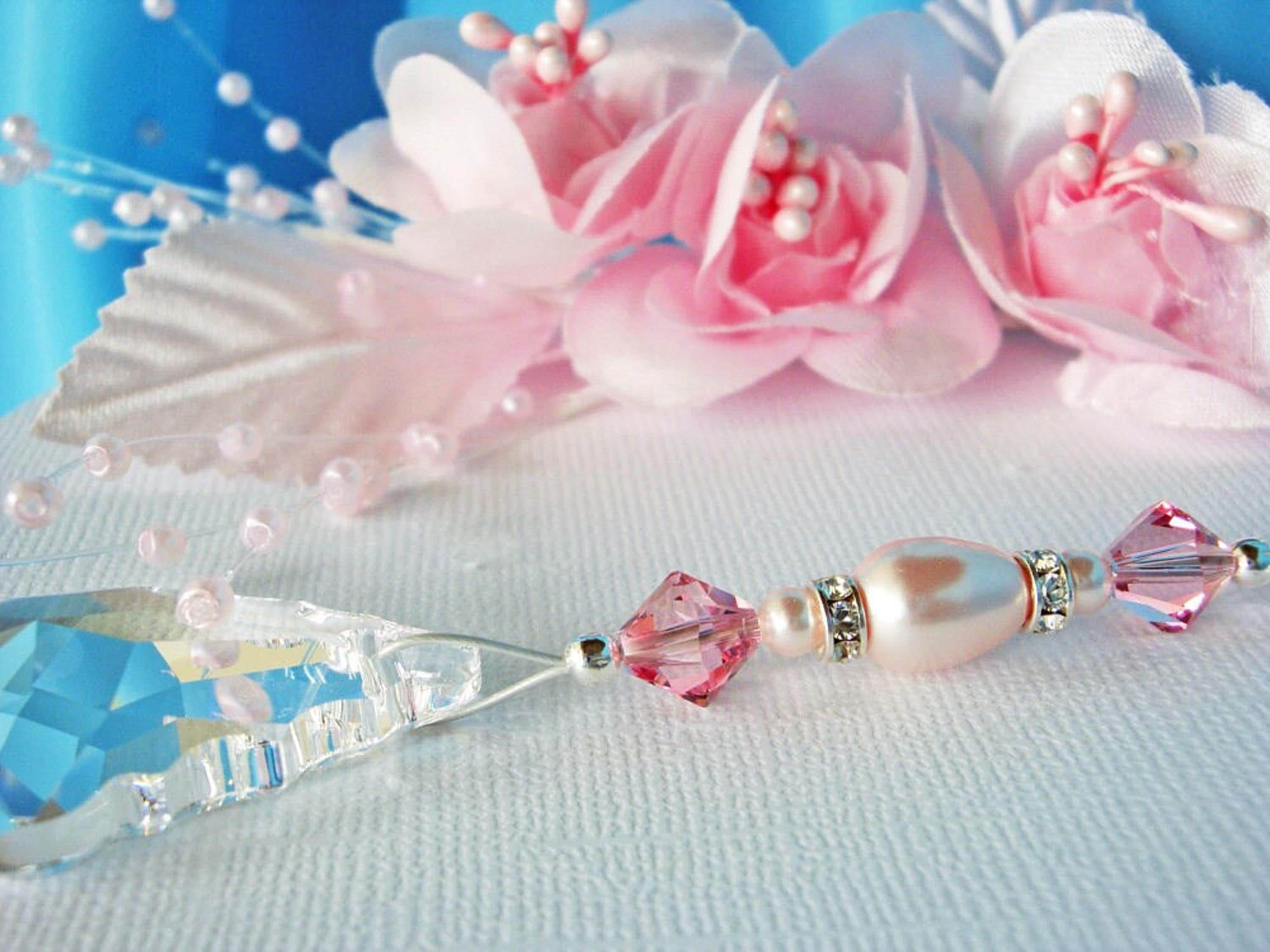Pink Crystal Ceiling Fan Pull Chain, Nursery Light Pull, Baby Shower Gift