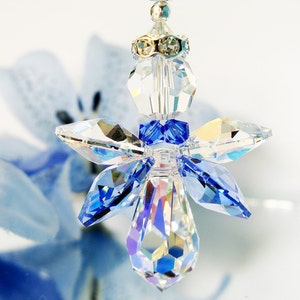 Crystal Angel Suncatcher, Blue Swarovski Crystal Window Suncather for Home, Baby Shower Gift, Gifts for Her, Multiple Colors Available