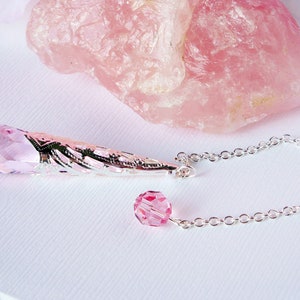 Pink Crystal Pendulum, Single Point Crystal Magic Wand, Dowsing ...