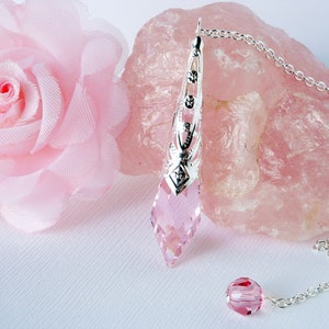 Pink Crystal Pendulum, Single Point Crystal Magic Wand, Dowsing Pendulum, Divining Pendulum image 7