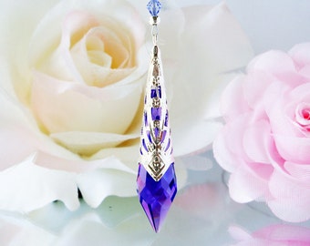 Swarovski Crystal Rear View Mirror Charm, Purple Car Accessories, Rearview Mirror Car Charm, Car Suncatcher,  Pendulum