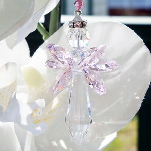 Crystal Angel Suncatcher, Pink Guardian Angel Sun Catcher, Angel Memorial Gift, Mothers Day Gift image 8