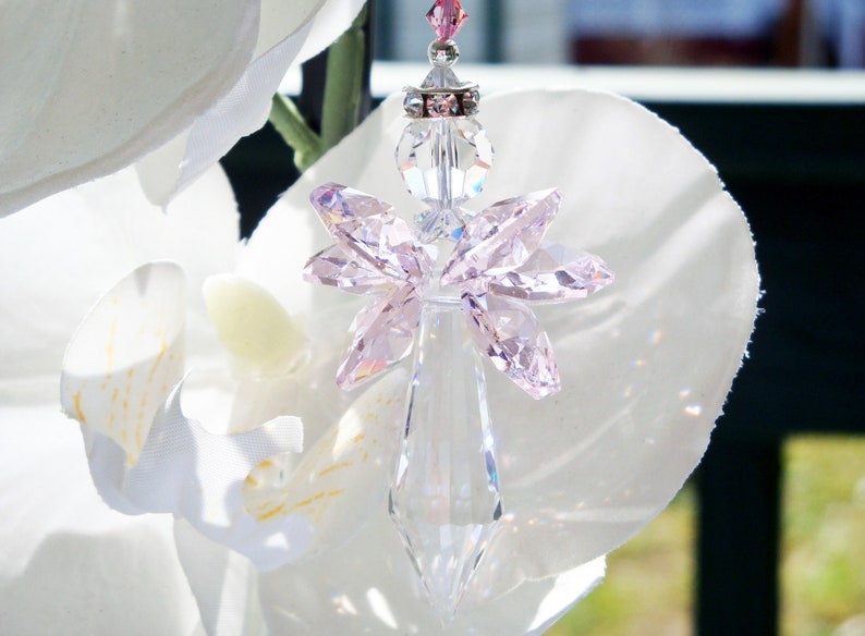 Crystal Angel Suncatcher, Pink Guardian Angel Sun Catcher, Angel Memorial Gift, Mothers Day Gift image 8