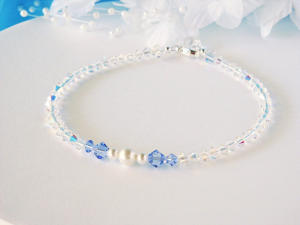 Something Blue Anklet Swarovski Crystal Wedding Jewelry - Etsy