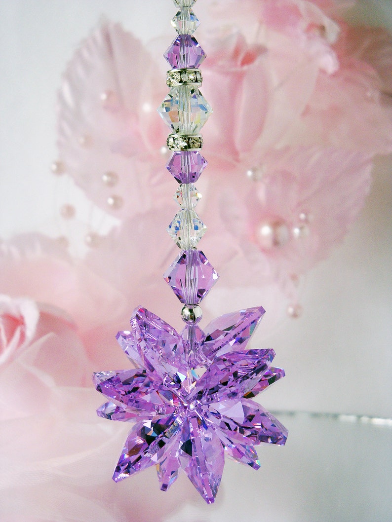 Crystal Suncatcher for Car Purple Swarovski Crystal Car Etsy