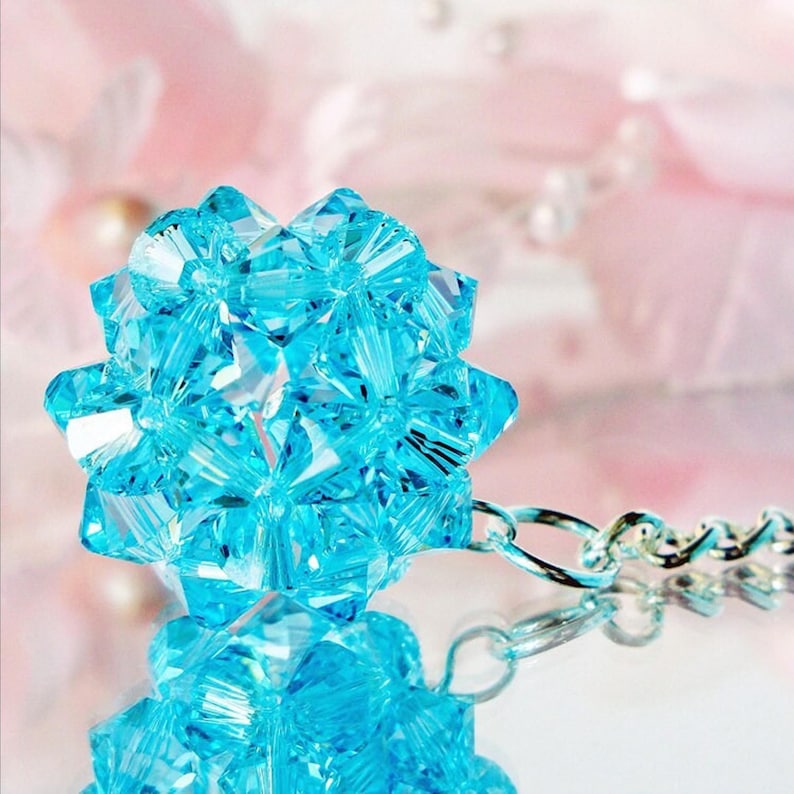 Crystal Ball Key Chain created with Swarovski Light Turquiose Blue Crystals. Crystal Ball Keychain. Keychain Bling.