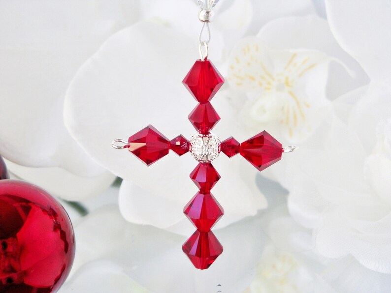 Swarovski Crystal Cross Car Charm Religious Car Accessories Etsy