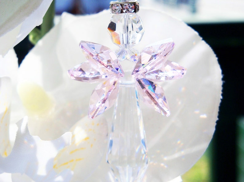 Crystal Angel Suncatcher, Pink Guardian Angel Sun Catcher, Angel Memorial Gift, Mothers Day Gift image 1