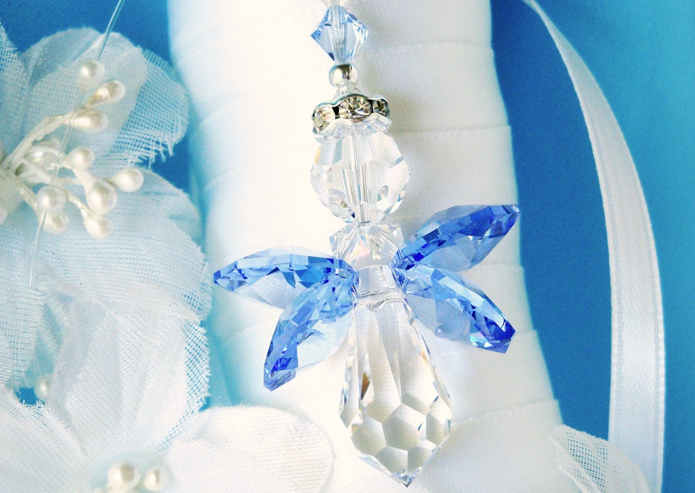 Wedding Bouquet Charm, White Swarovski Crystal Angel Bouquet Charm