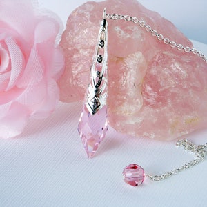 Pink Crystal Pendulum, Single Point Crystal Magic Wand, Dowsing Pendulum, Divining Pendulum image 6