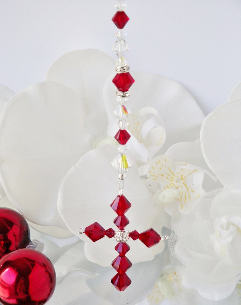 Swarovski Crystal Cross Car Charm Religious Car Accessories Etsy