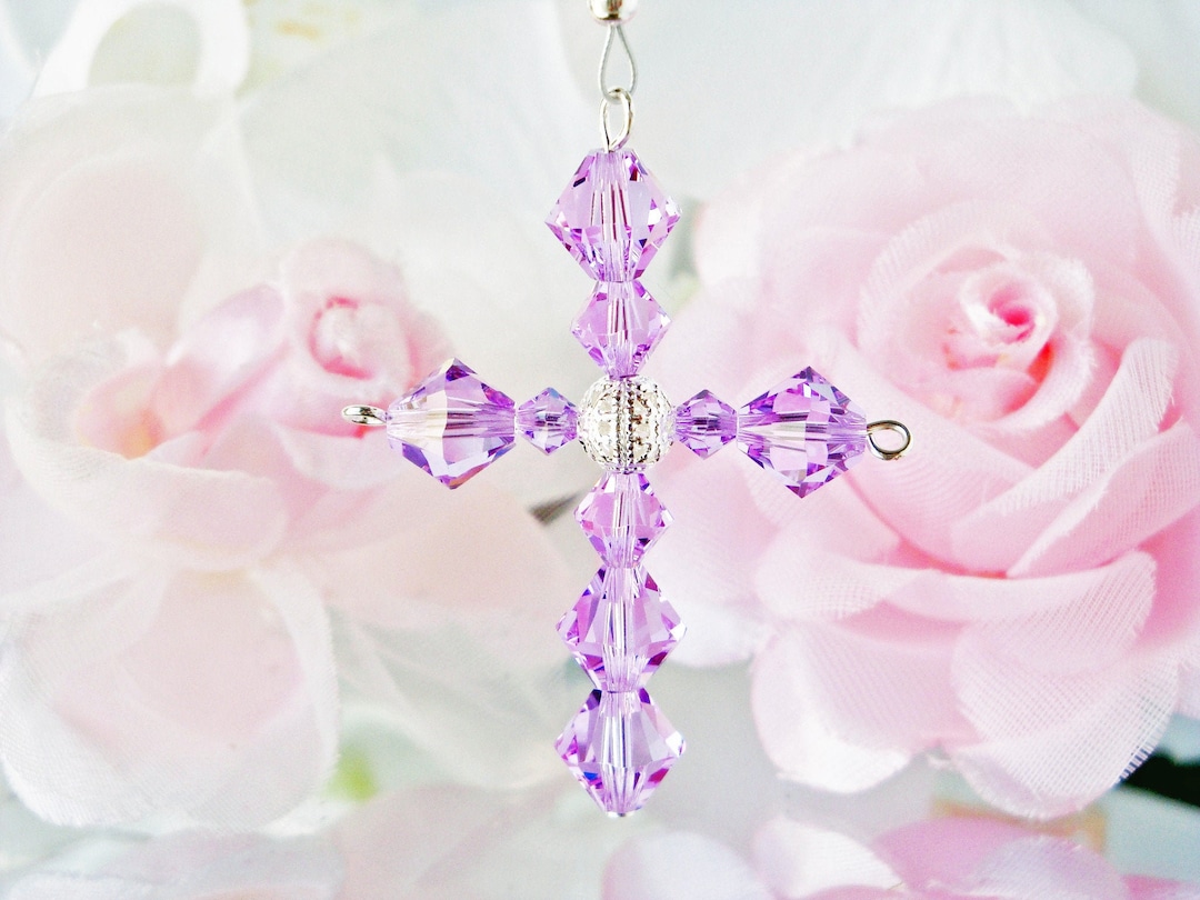 Crystal Cross Car Charm, Religious Car Accessories, Rear View Mirror