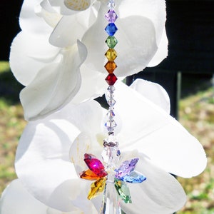 Swarovski Crystal Suncatcher, Chakra Rainbow Angel Suncatcher, Angel Memorial Gift, Mothers Day Gift image 5