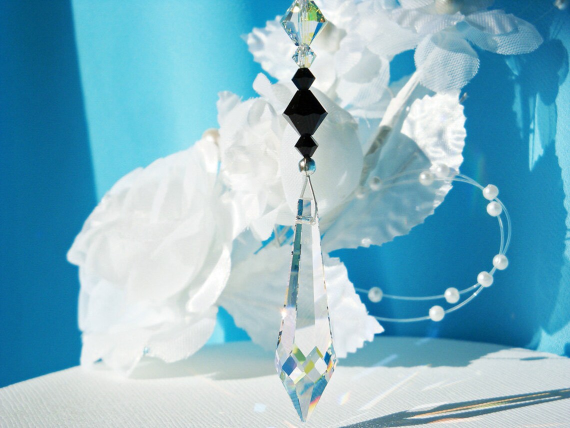 Black Crystal Suncatcher Car Charm Swarovski Crystal Car Etsy