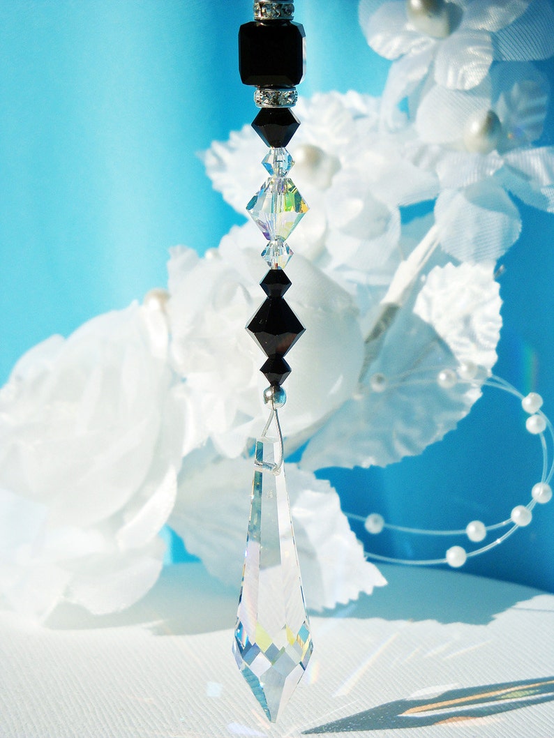 Black Crystal Suncatcher Car Charm Swarovski Crystal Car Etsy