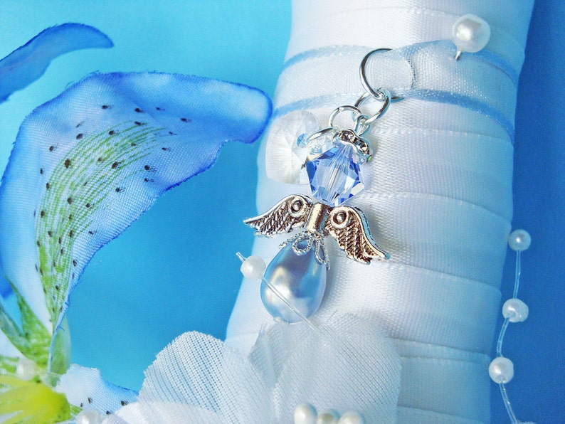 Something Blue Bouquet Charm, Swarovski Crystal Wedding Bouquet Charm, Something Blue for Bride image 1